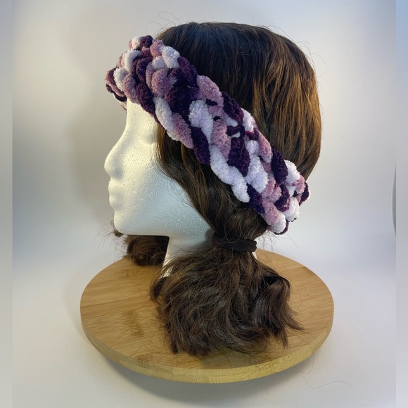 Handmade Kid’s Super Soft & Cozy Winter Headband/Ear Wrap - Variegated Purple - Picture 5 of 9